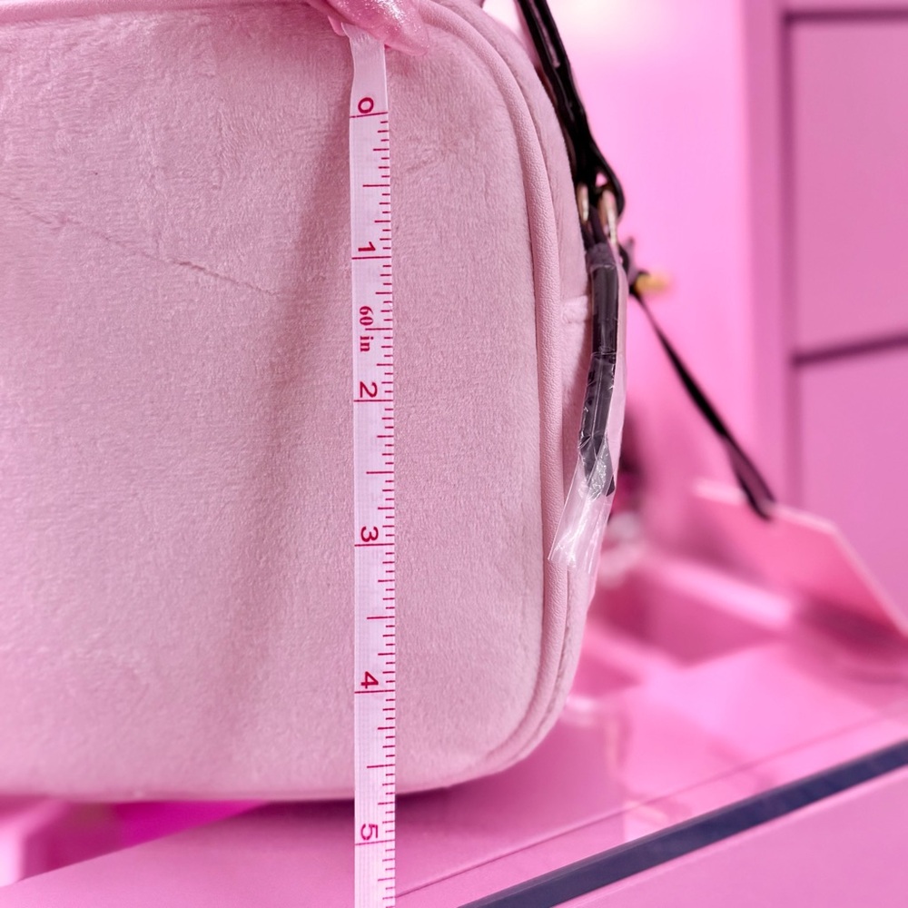 Juicy Couture Obsession Crossbody Camera Bag Pink Velour Bling Rhinestone Logo - Picture 6 of 6